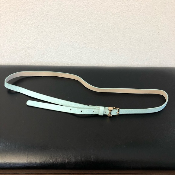 Women's blue leather belt - Picture 3 of 5
